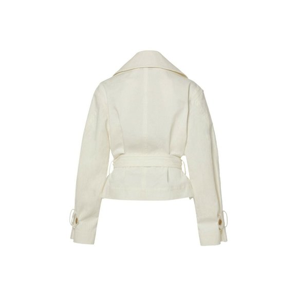 Vince Women's Size L White Belted Cropped Jacket Soft Cotton Long Sleeve NWT 495 - Picture 2 of 12